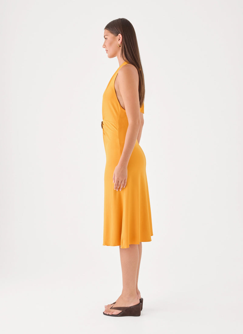 Bellara Halter Midi Dress - Saffron