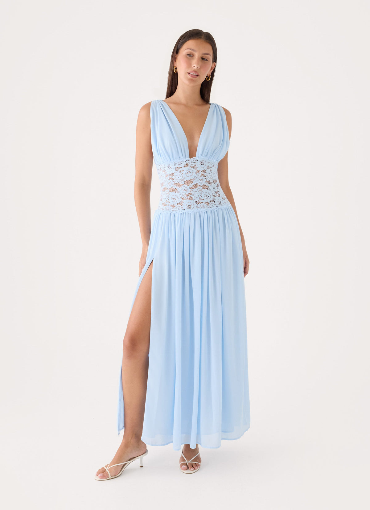 Berdine Lace Maxi Dress - Blue