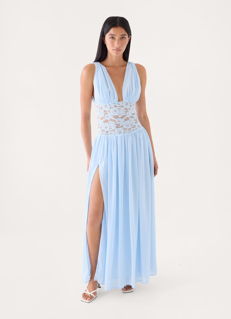 Berdine Lace Maxi Dress - Blue