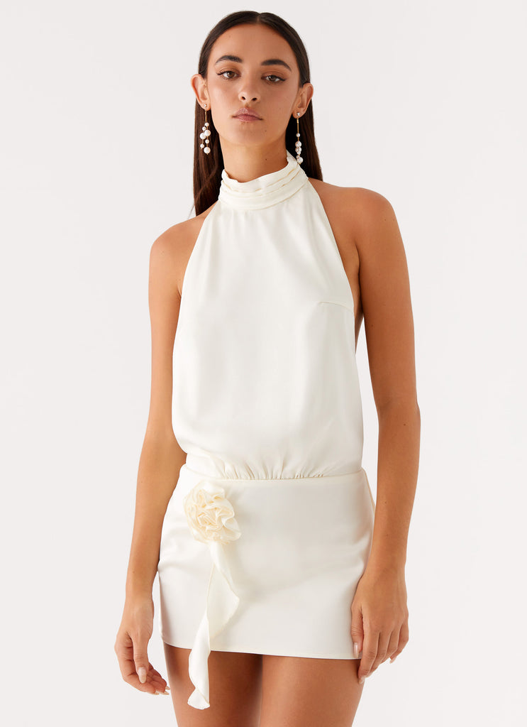 Birdie Halterneck Mini Dress Ivory 4