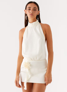 Birdie Halterneck Mini Dress Ivory 4