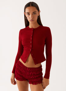 Blair Buttoned Long Sleeve Top - Red