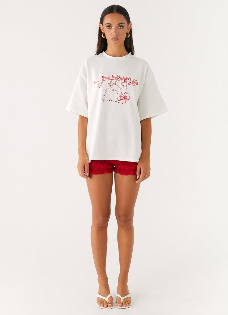 Born To Have Fun Oversized Graphic Tee - Pink Bunny