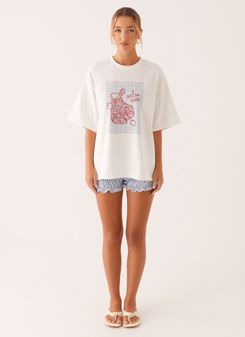 Born to Have Fun Oversized Graphic Tee - White