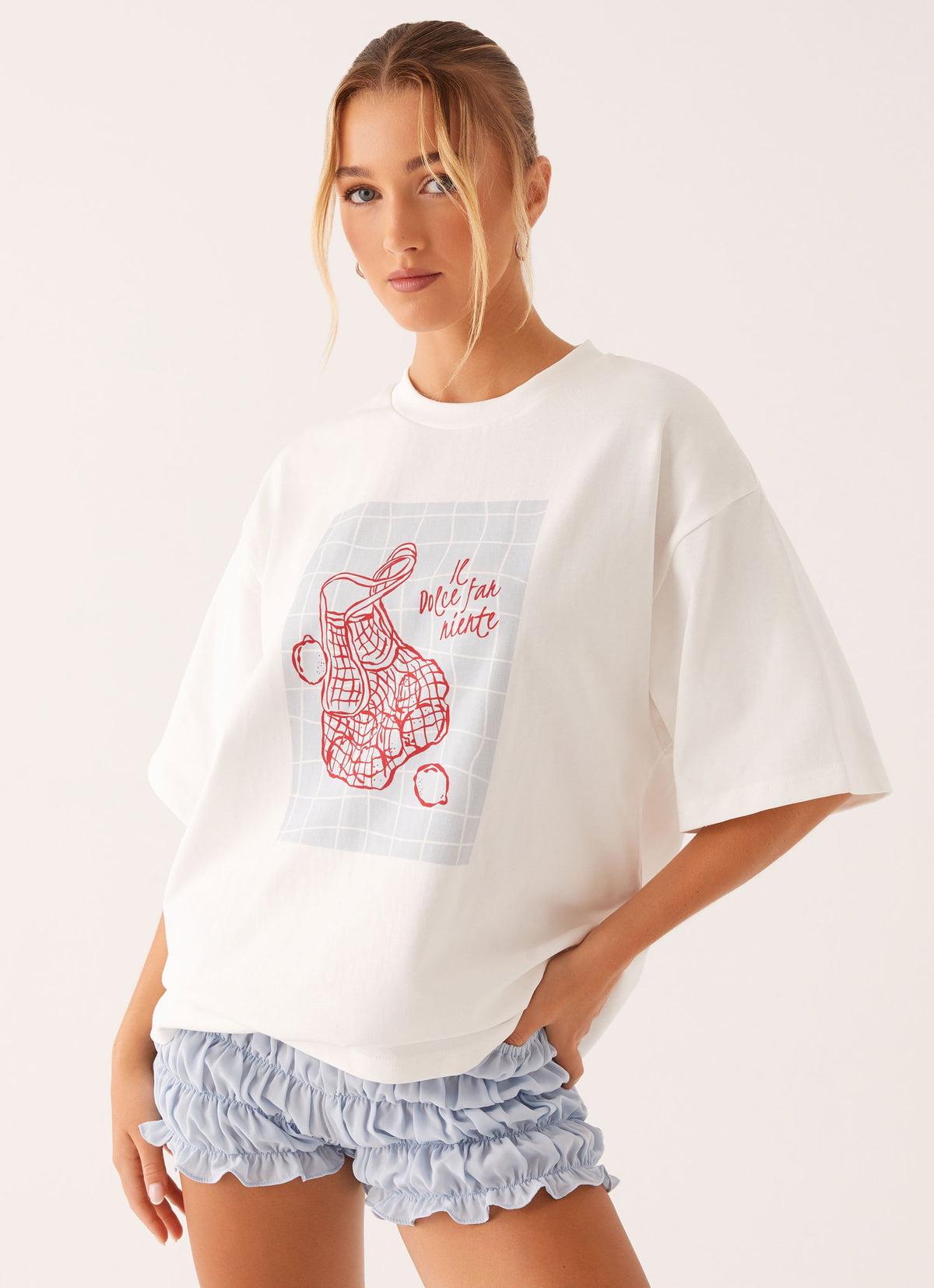 Born to Have Fun Oversized Graphic Tee - White