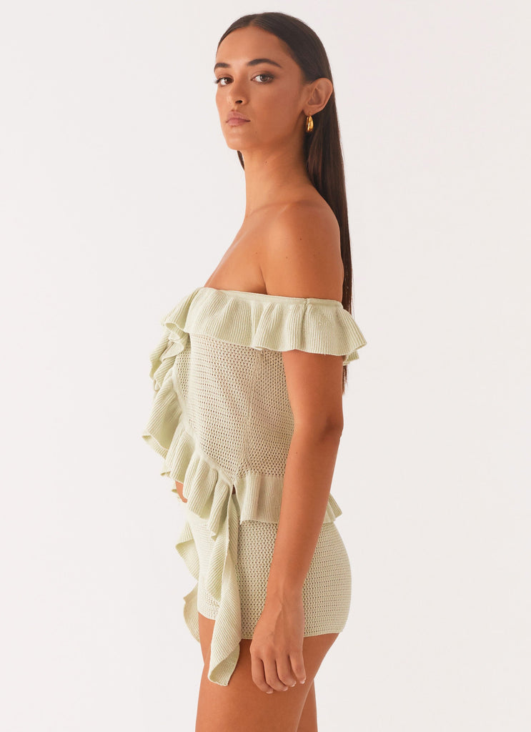 Bowen Off Shoulder Knit Top - Mint