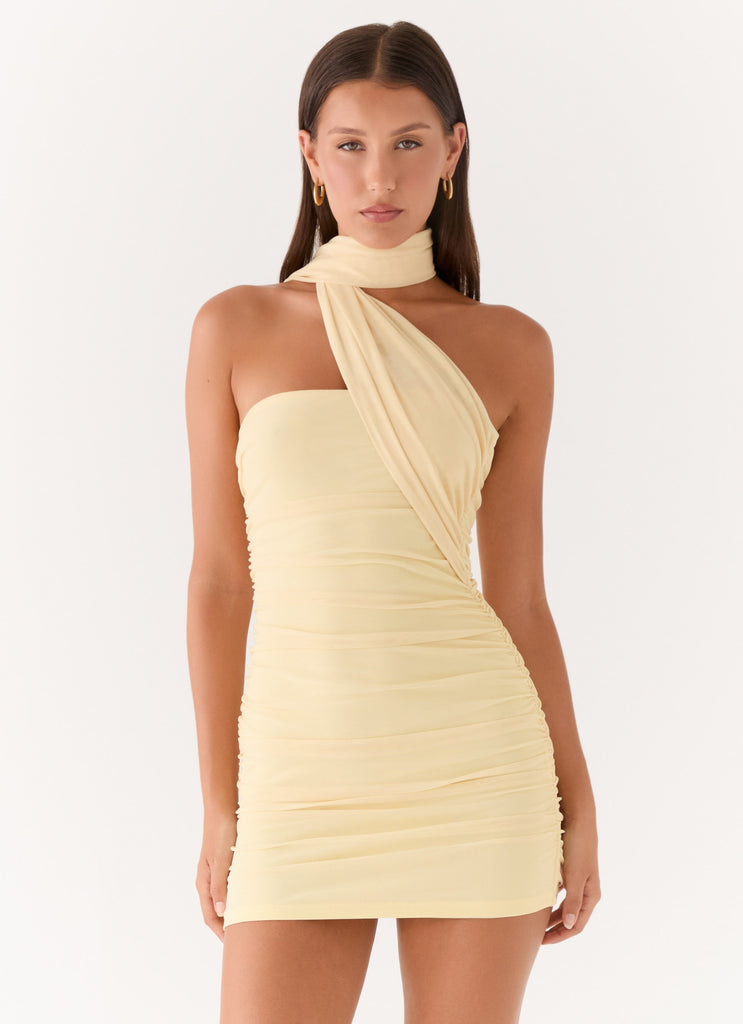 Breaking News Micro Mini Dress - Yellow