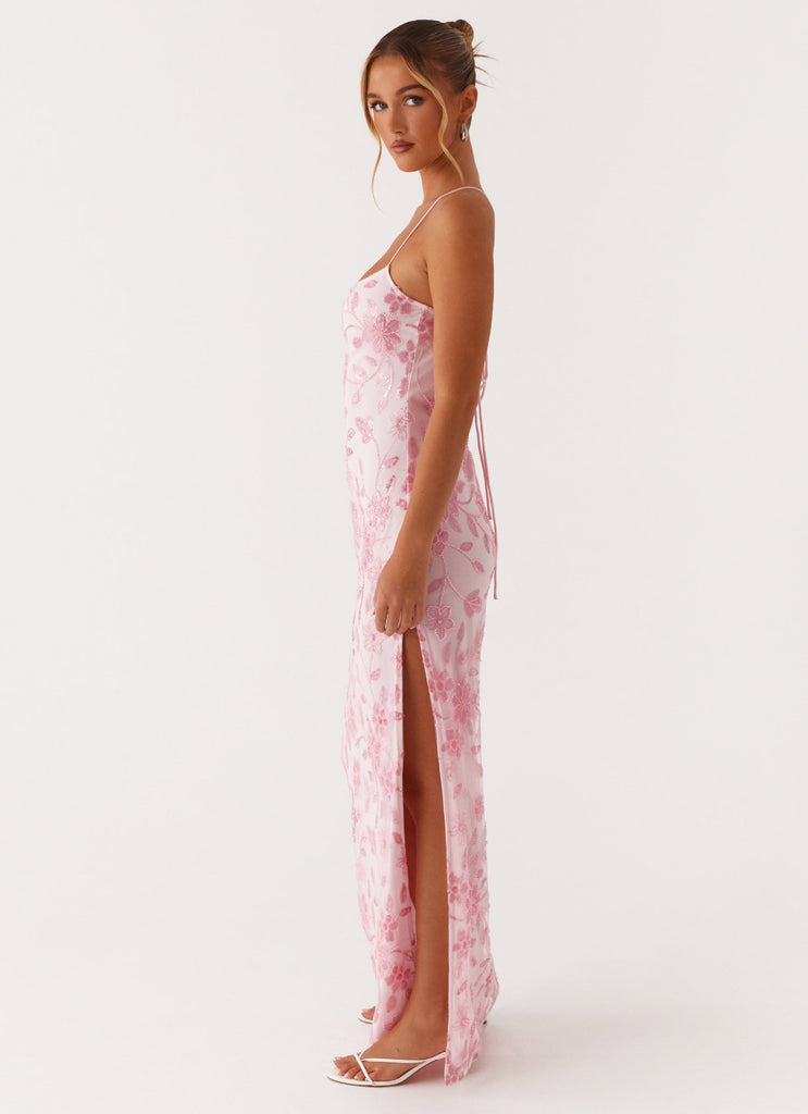 Bright Lights Beaded Maxi Dress - Pink