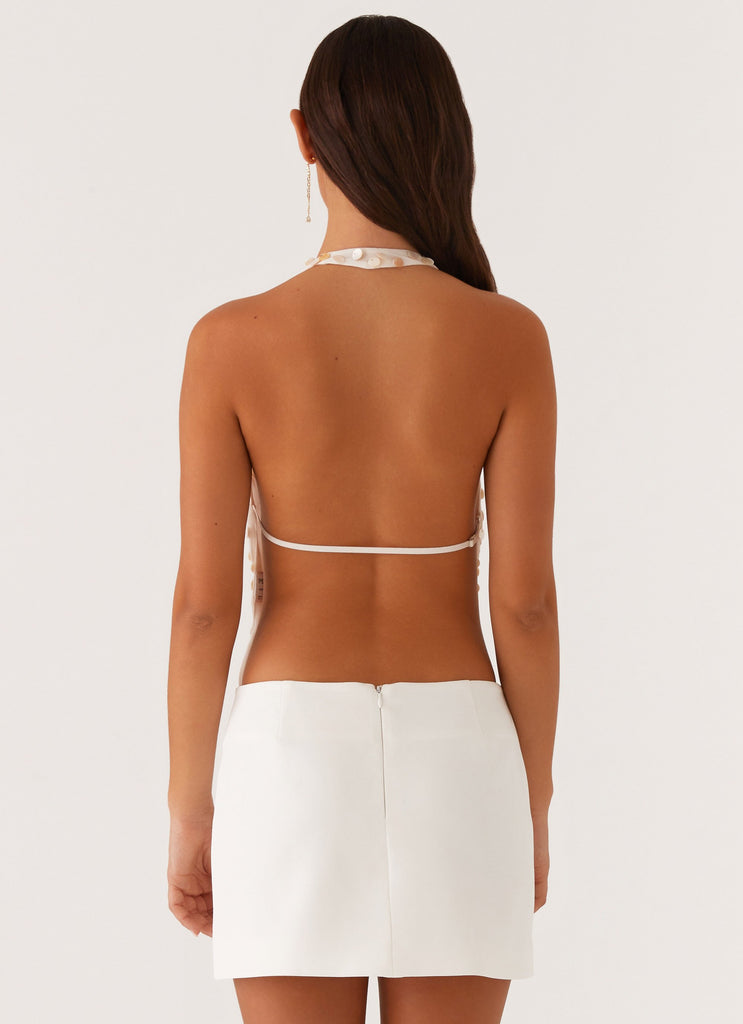 Brixton Pearl Cowl Neck Halter Top - Pearl