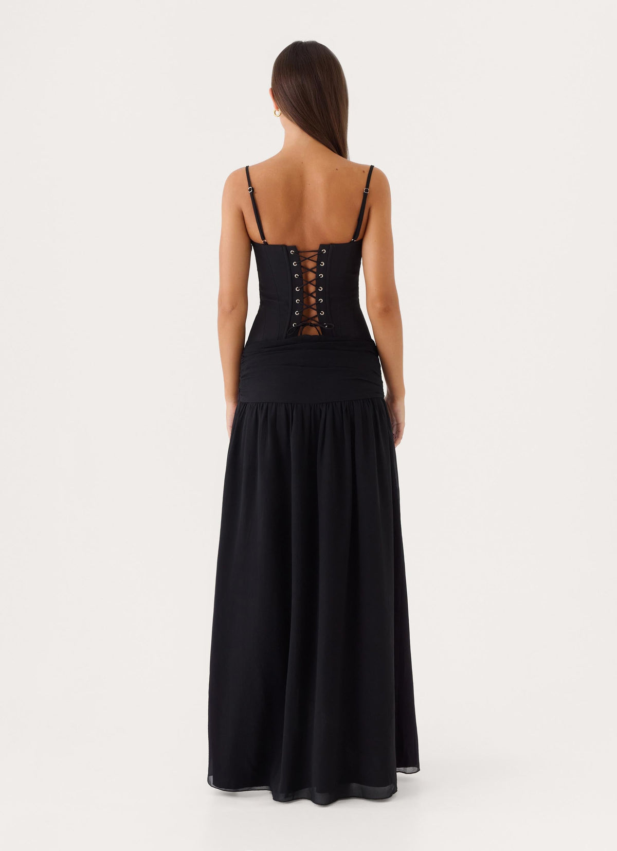 Clemsie Bustier Maxi Dress - Black