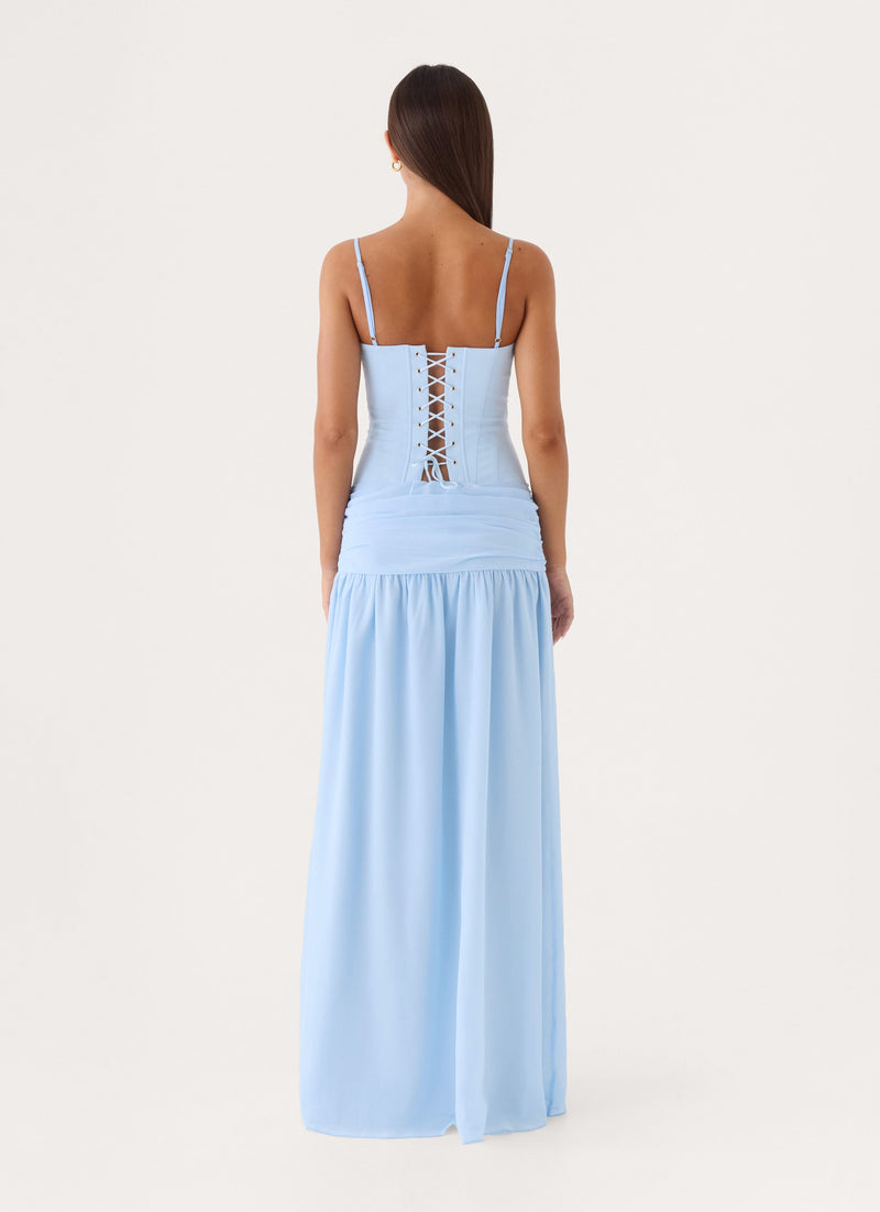 Clemsie Bustier Maxi Dress - Blue