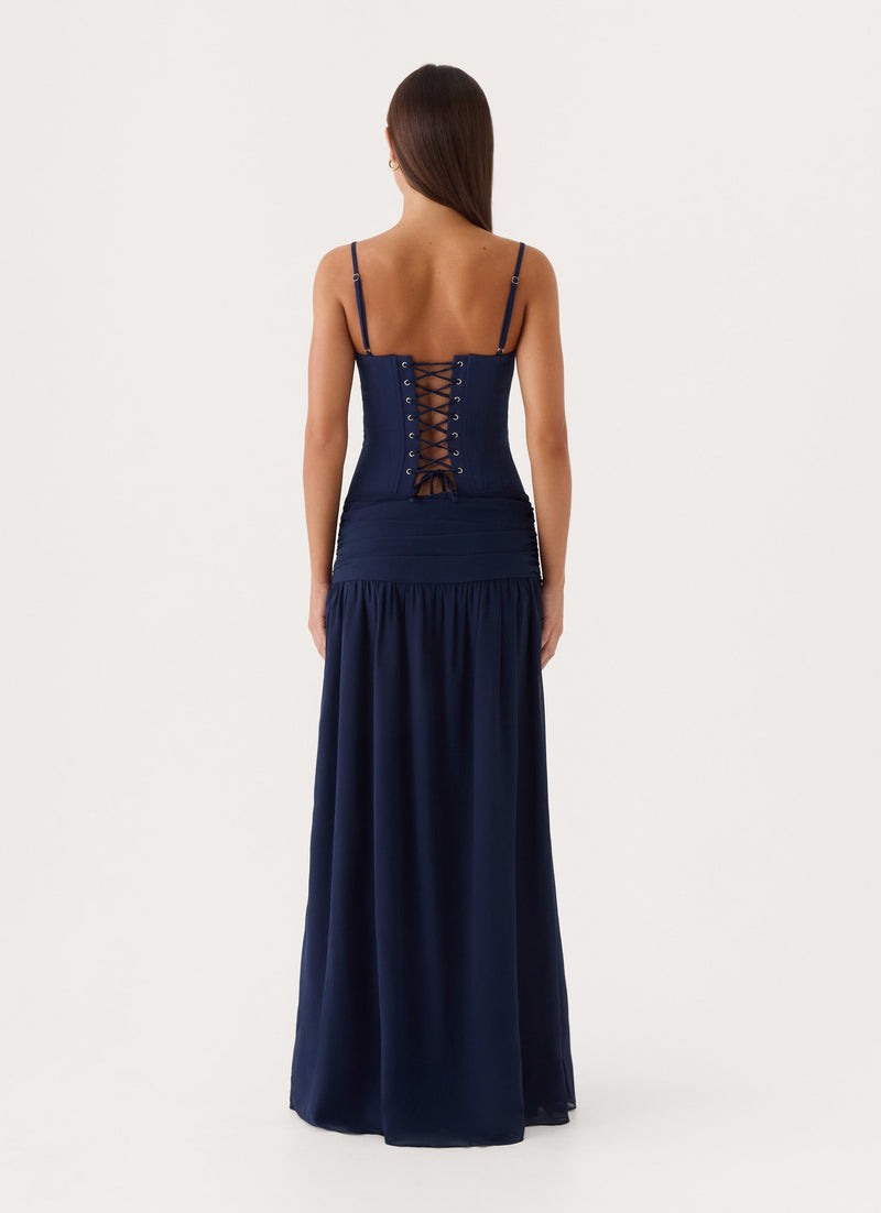 Clemsie Bustier Maxi Dress - Navy