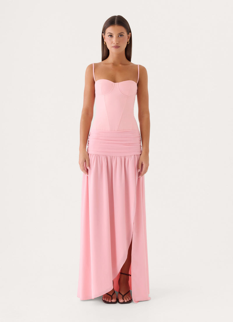 Clemsie Bustier Maxi Dress - Pink Peach