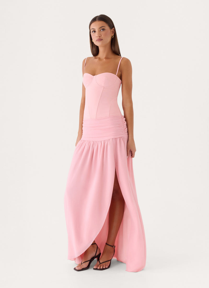 Clemsie Bustier Maxi Dress - Pink Peach