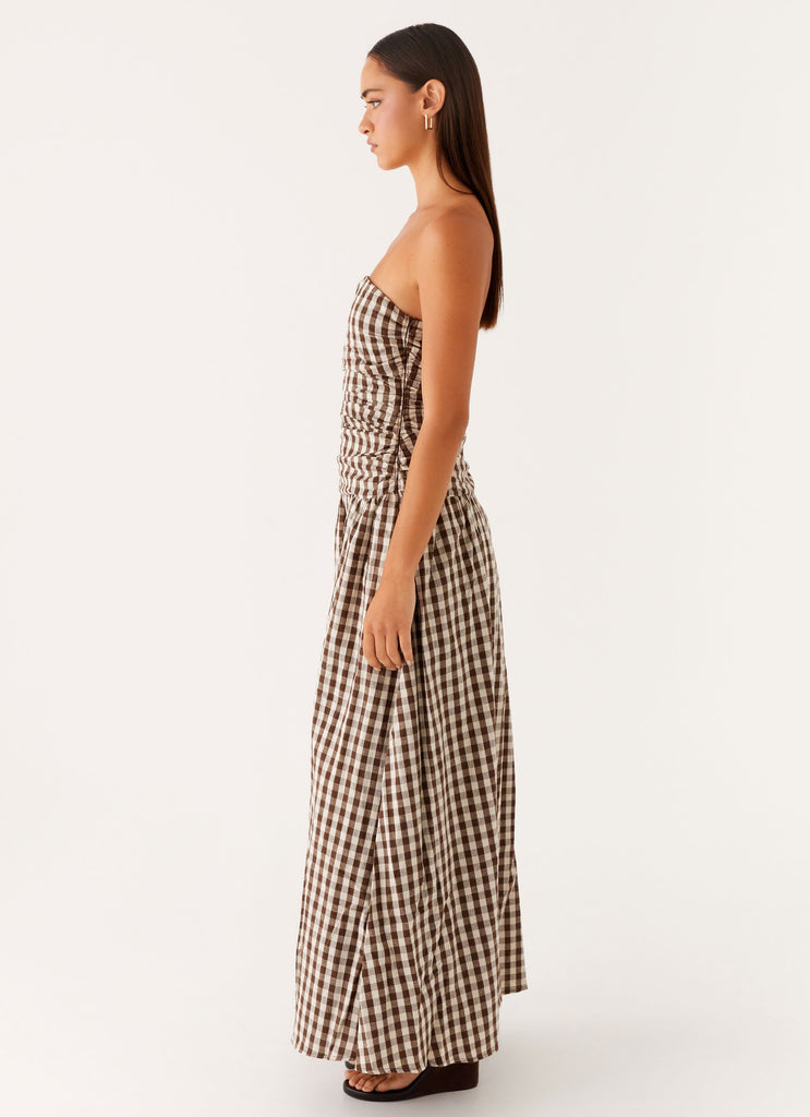 Carmel Maxi Dress - Brown Gingham