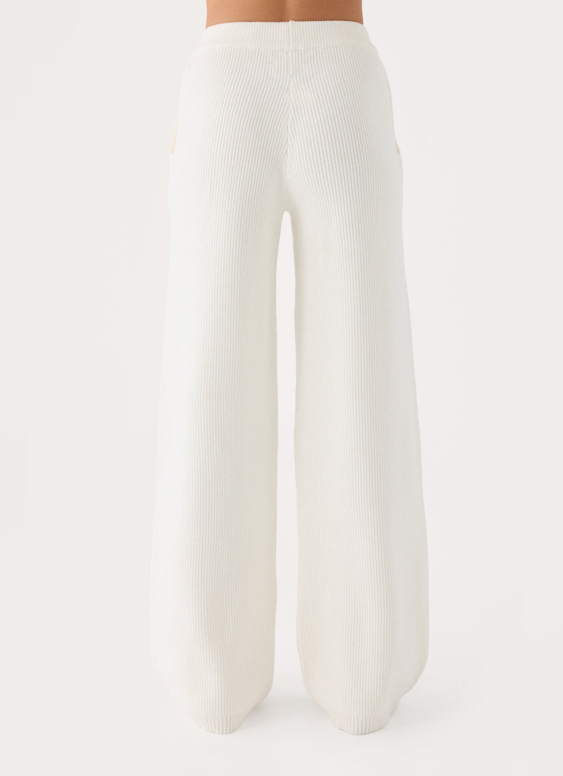 Cauaria Button Low Rise Knit Pants - Ivory