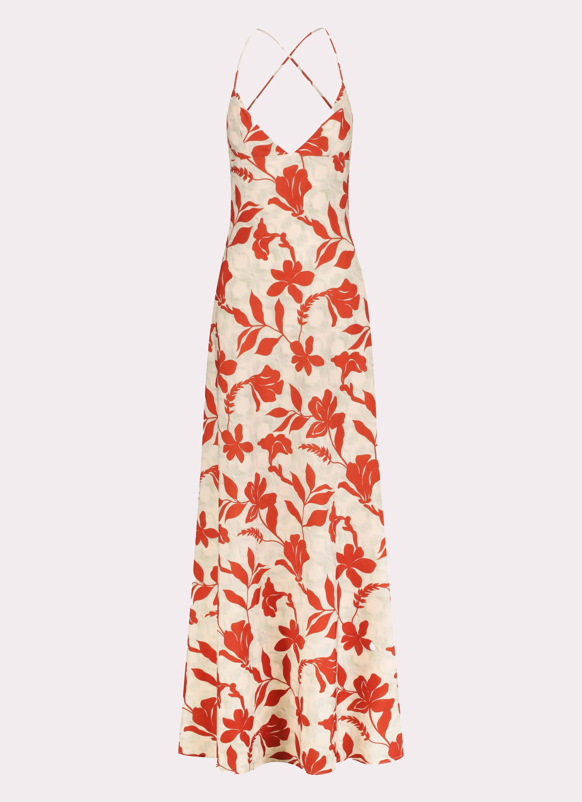 Womens Cecily Maxi Dress in the colour Red Green Floral in front of a light grey background