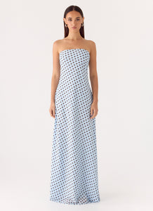 Chaniva Maxi Dress - Blue Mocha Dot