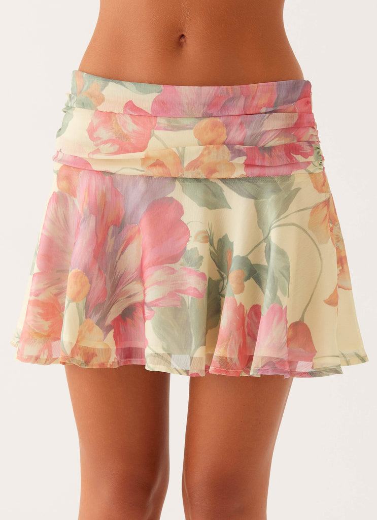 Chemistry Low Rise Mini Skirt - Yellow Peony