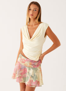 Chemistry Low Rise Mini Skirt - Yellow Peony