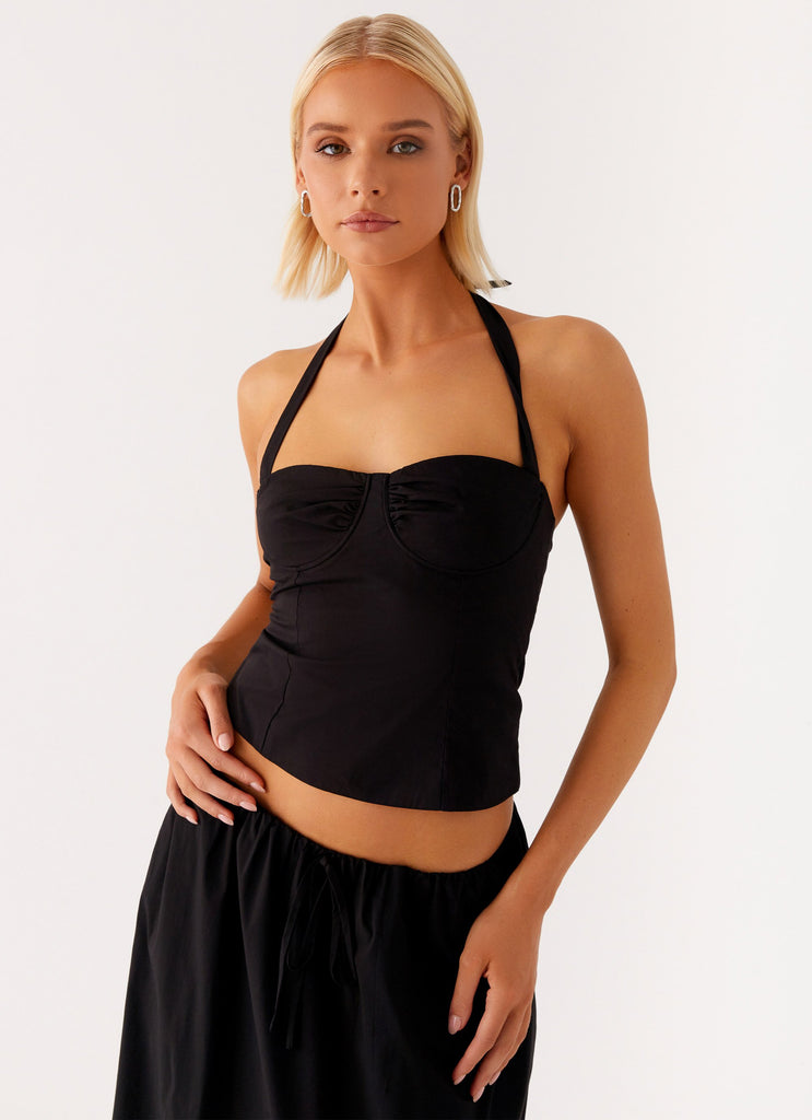 Cheryl Bustier Halter Top - Black