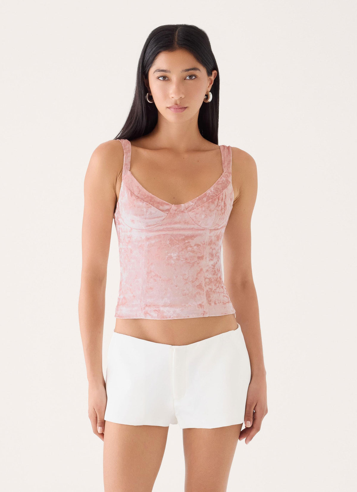 Ceila Crushed Velvet Top - Soft Pink