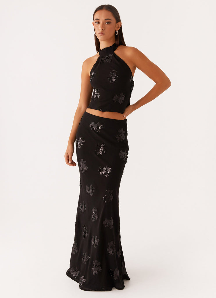 Cillian Sequin Halter Top - Black