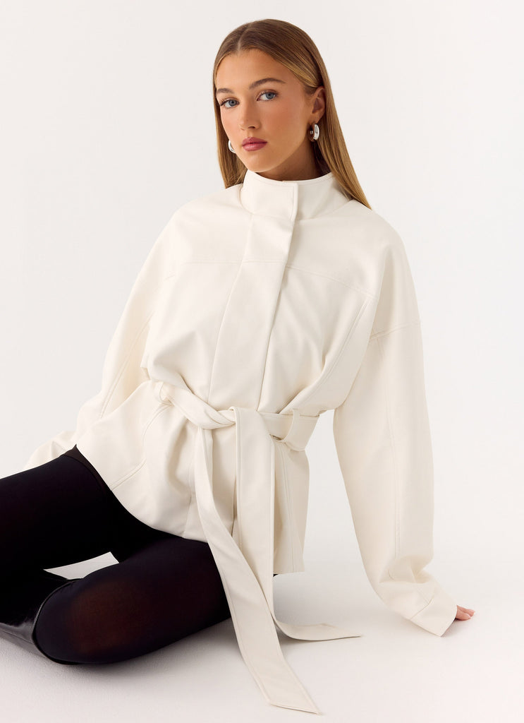 City Light Tie Waist Trench Jacket - Ivory