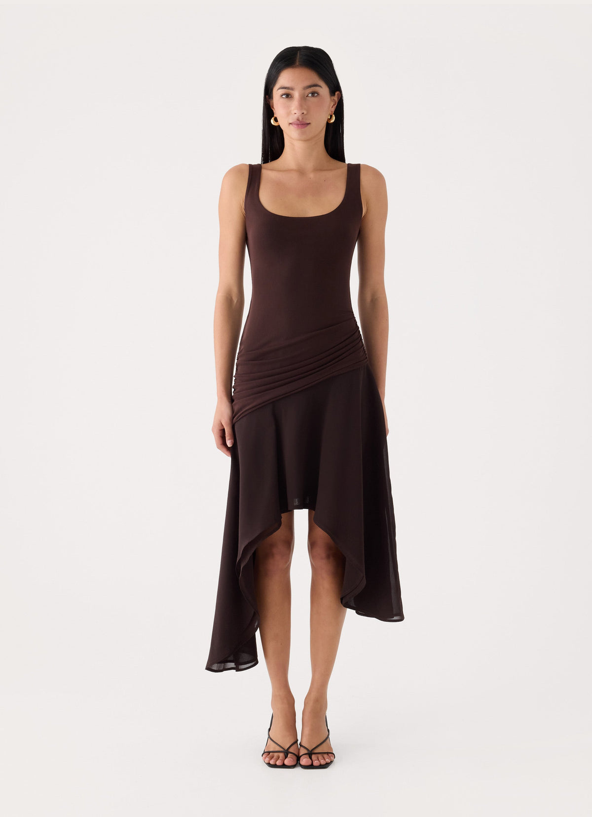Concetta Contrast Midi Dress - Chocolate