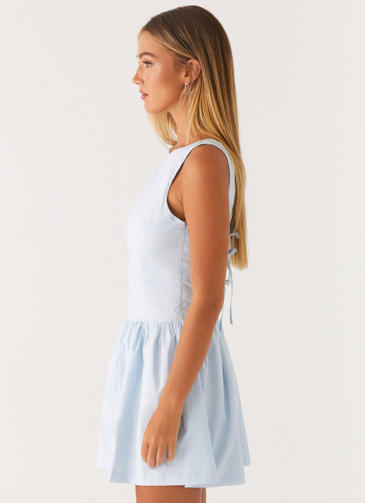 Dakota Bow Mini Dress - Pale Blue