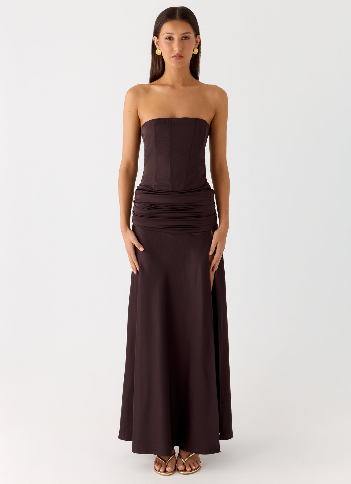 Darana Corset Satin Maxi Dress