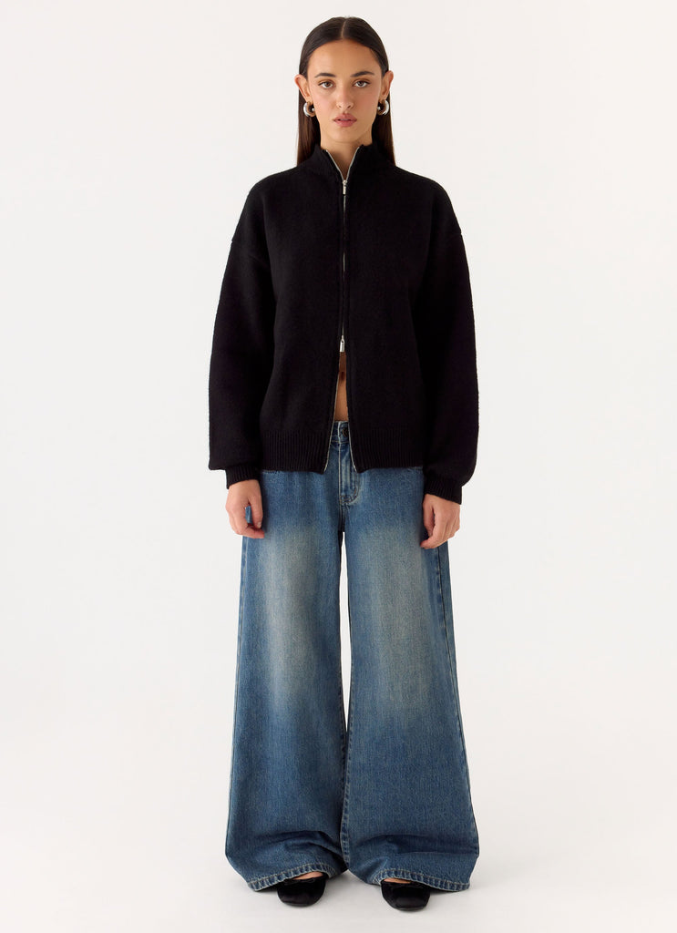 Davy Knit Zip Jacket - Black