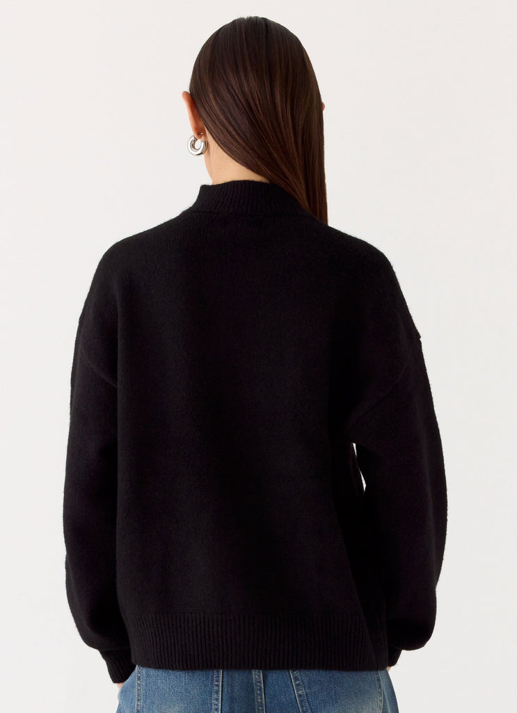 Davy Knit Zip Jacket - Black