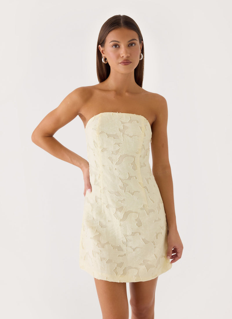 Della Lace Strapless Mini Dress - Butter