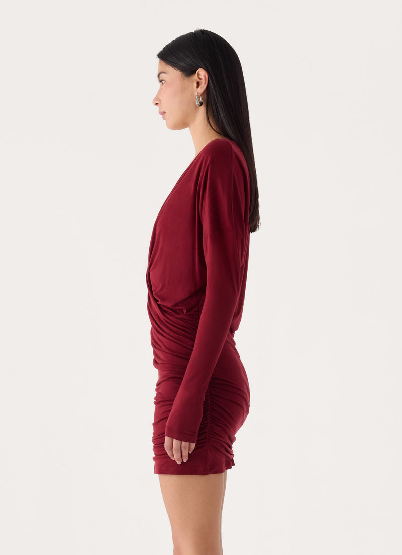 Devlon Long Sleeve Mini Dress - Maroon