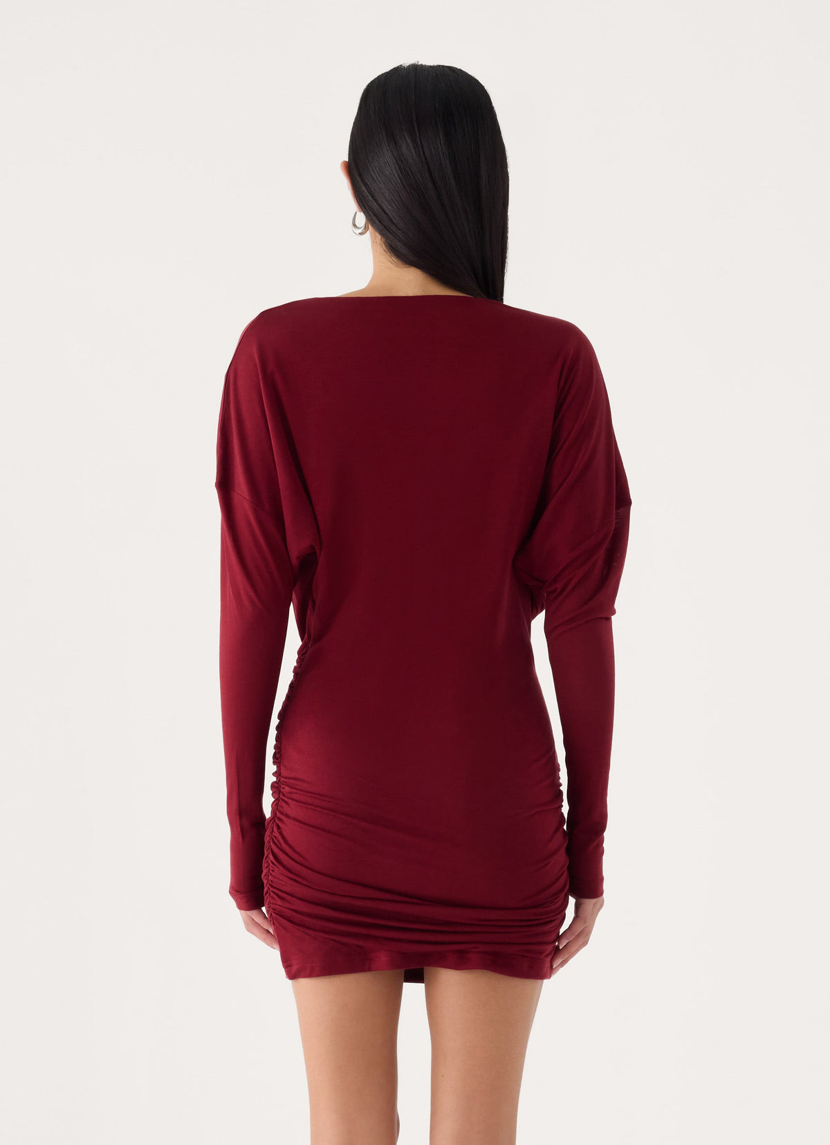 Devlon Long Sleeve Mini Dress - Maroon