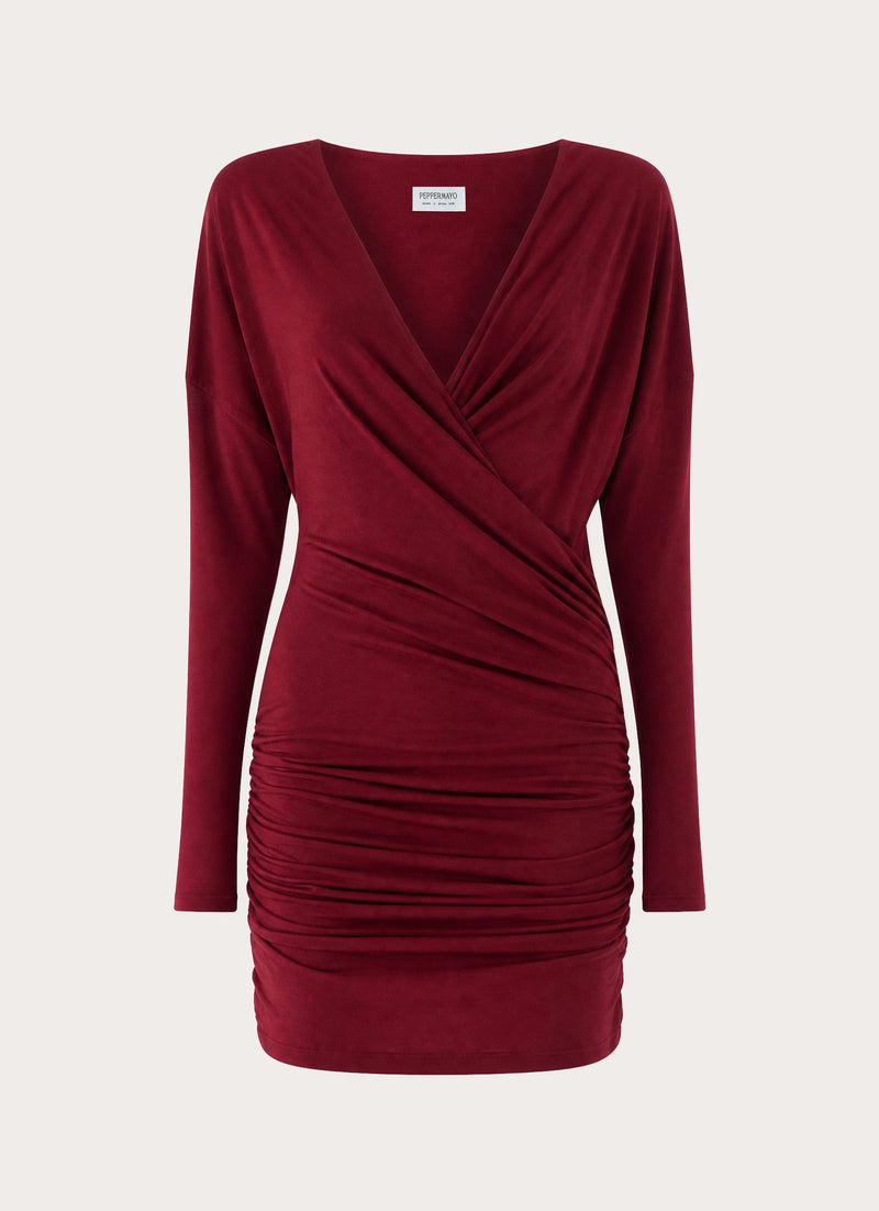 Devlon Long Sleeve Mini Dress - Maroon