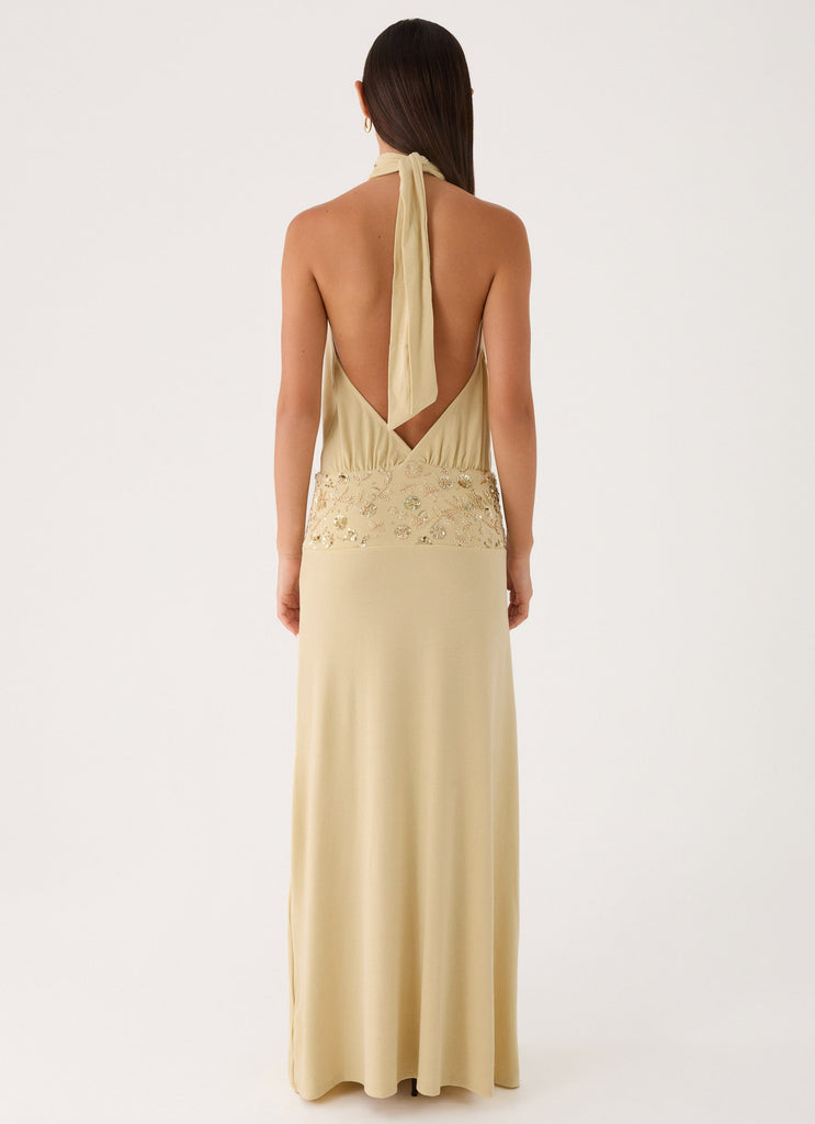 Donyale Halter Maxi Dress - Pale Olive