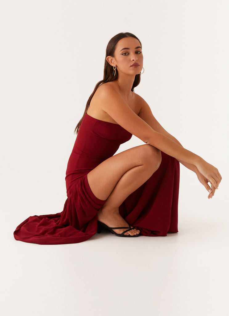 Eden Strapless Maxi Dress - Maroon