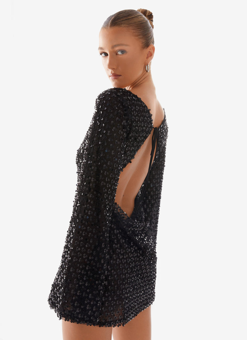 Edessa Sequin Mini Dress Black 6