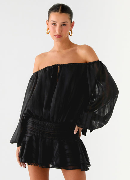 Eira Balloon Sleeve Mini Dress - Black – Peppermayo Europe