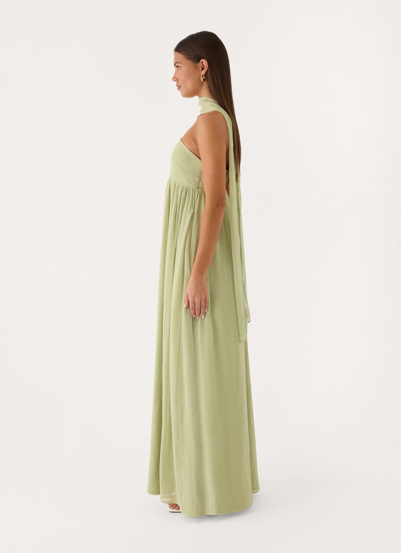 Elarose Scarf Maxi Dress - Soft Lime