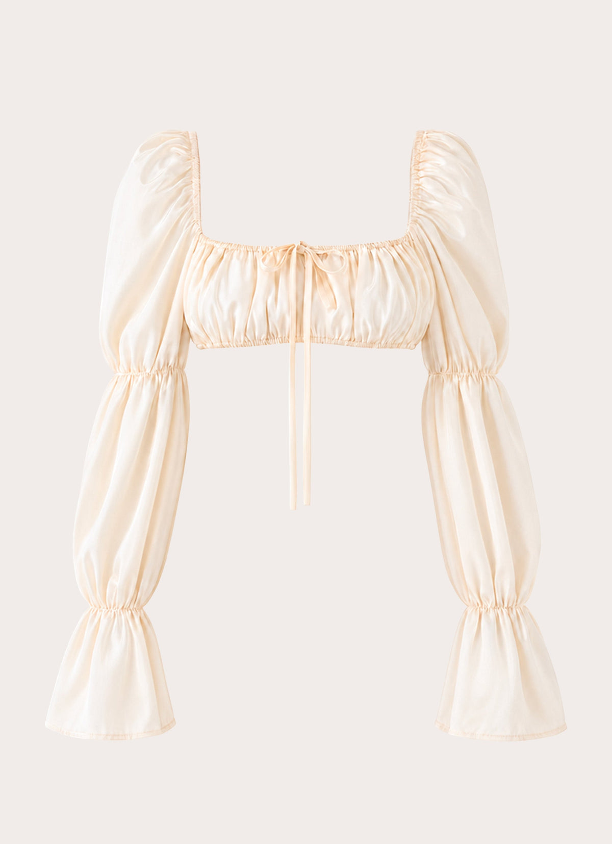 Elique Satin Long Sleeve Top - Cream