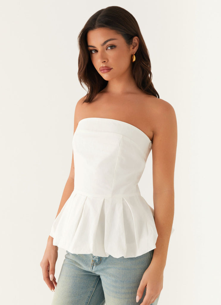 Ellen Bubble Hem Top - Ivory