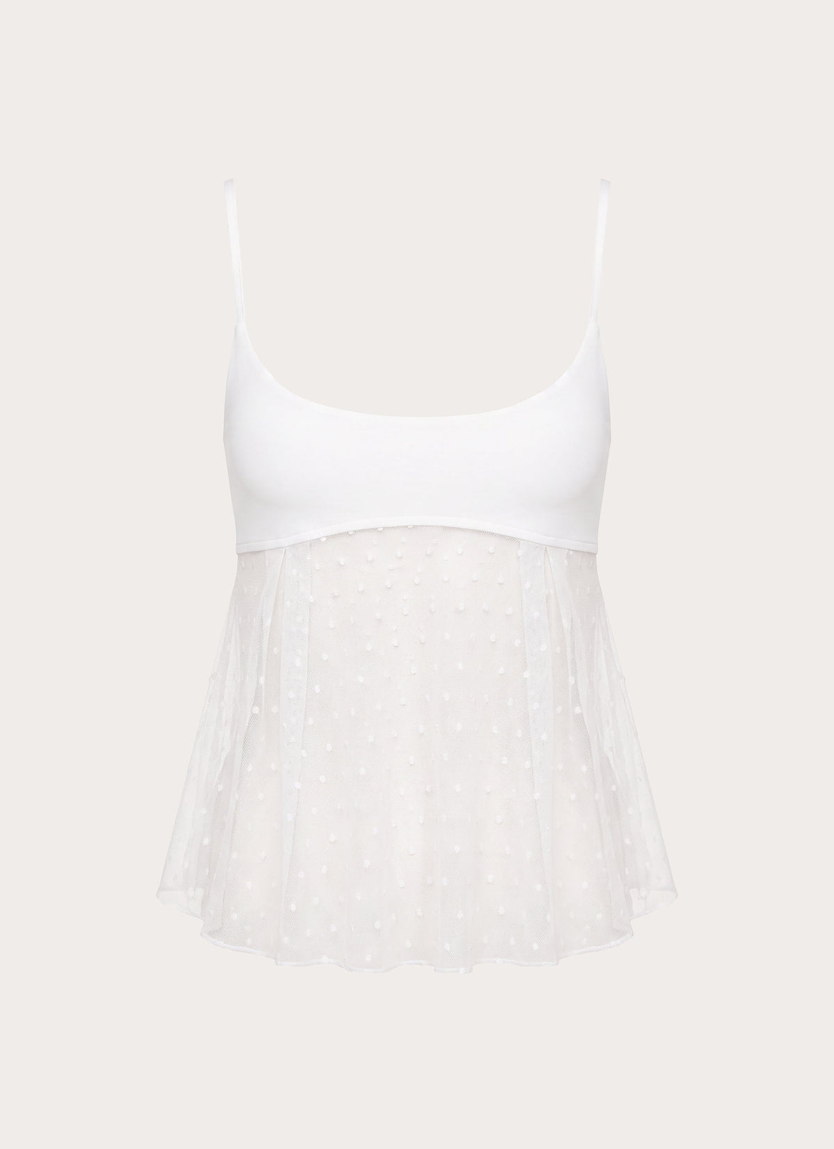 Elsie Mesh Polka Dot Top - White