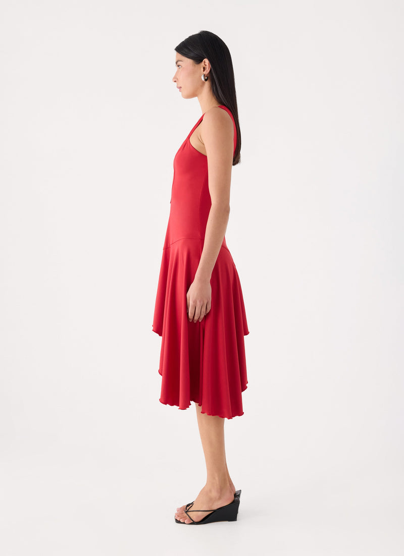 Eluna Midi Dress - Chilli Red