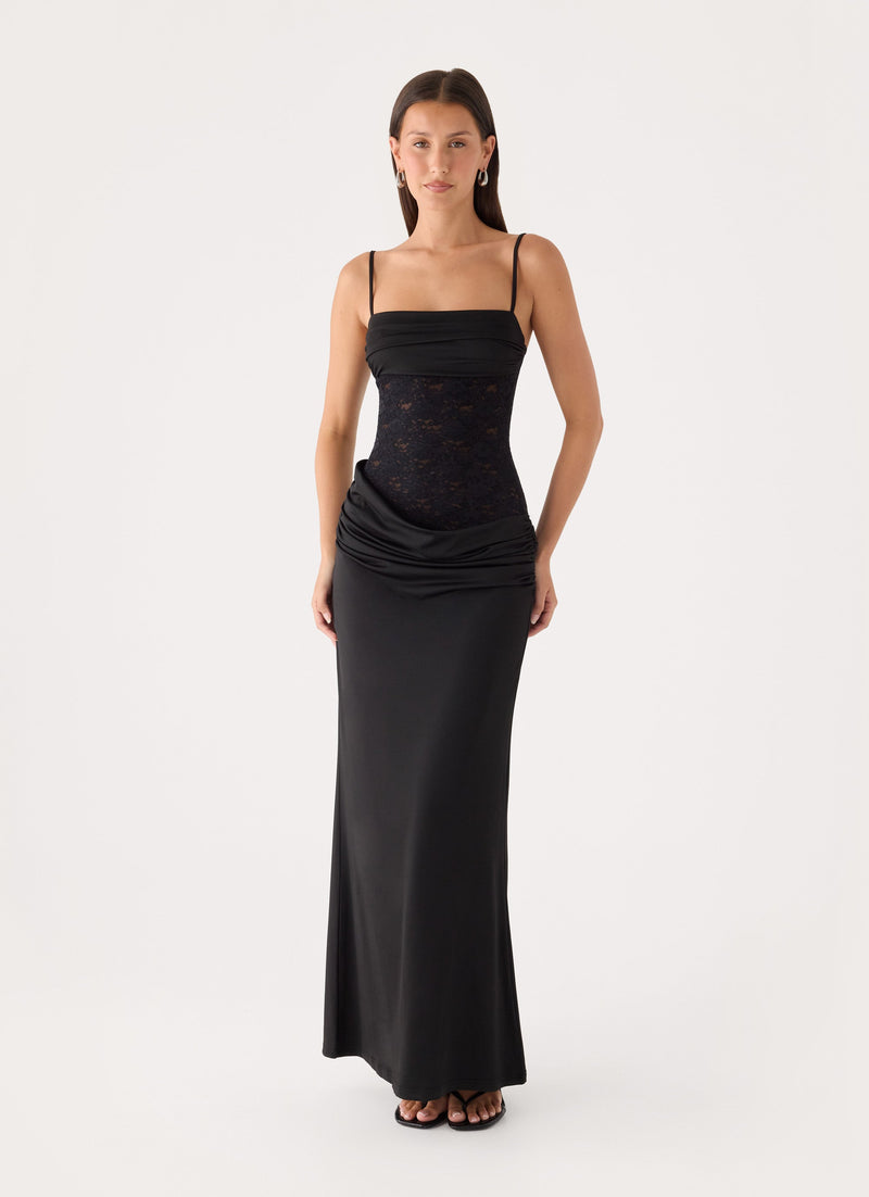Emesy Lace Maxi Dress - Black