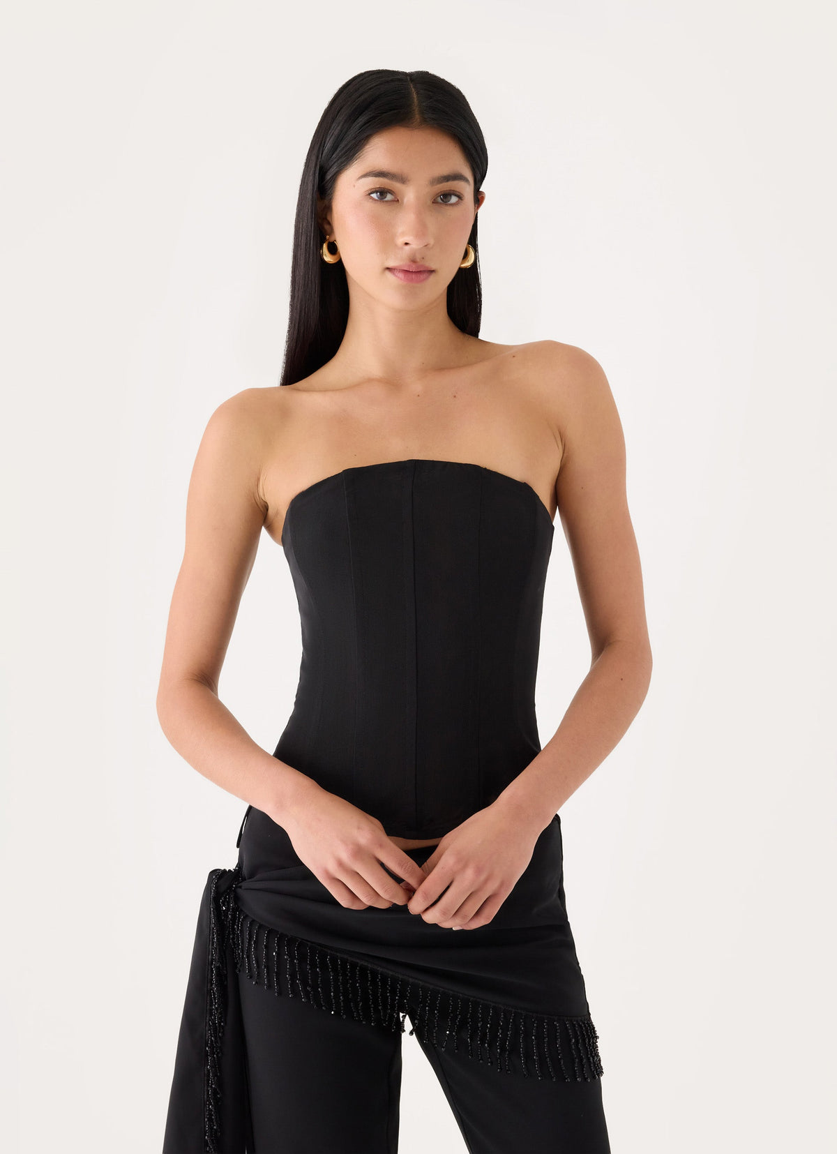 Emmaleigh Mesh Corset Top - Black