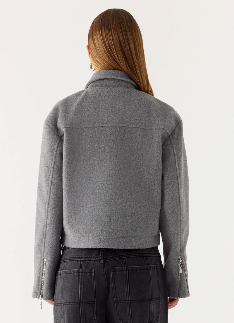 Enzo Faux Wool Jacket - Grey