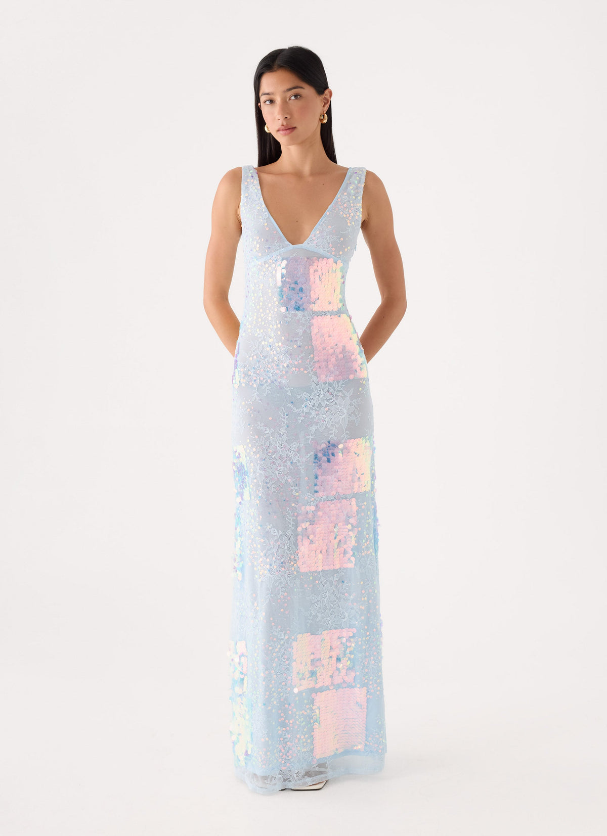 Erinah Sequin Maxi Dress - Blue